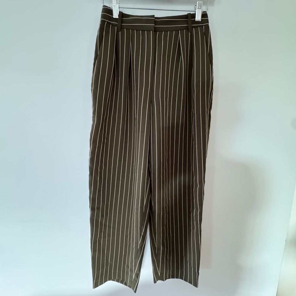 Babaton Olive Striped Dress Pants